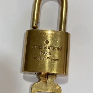 Louis Vuitton Gold Tone Vintage Padlock and Keys